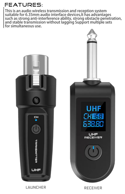 Wireless Microphone Converter XLR or 6.5 Transmitter and Receiver Microphone Wireless System for Dynamic Microphone