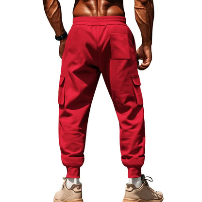 New autumn and winter velvet men's casual overalls multi-pocket pants large size sports casual trousers