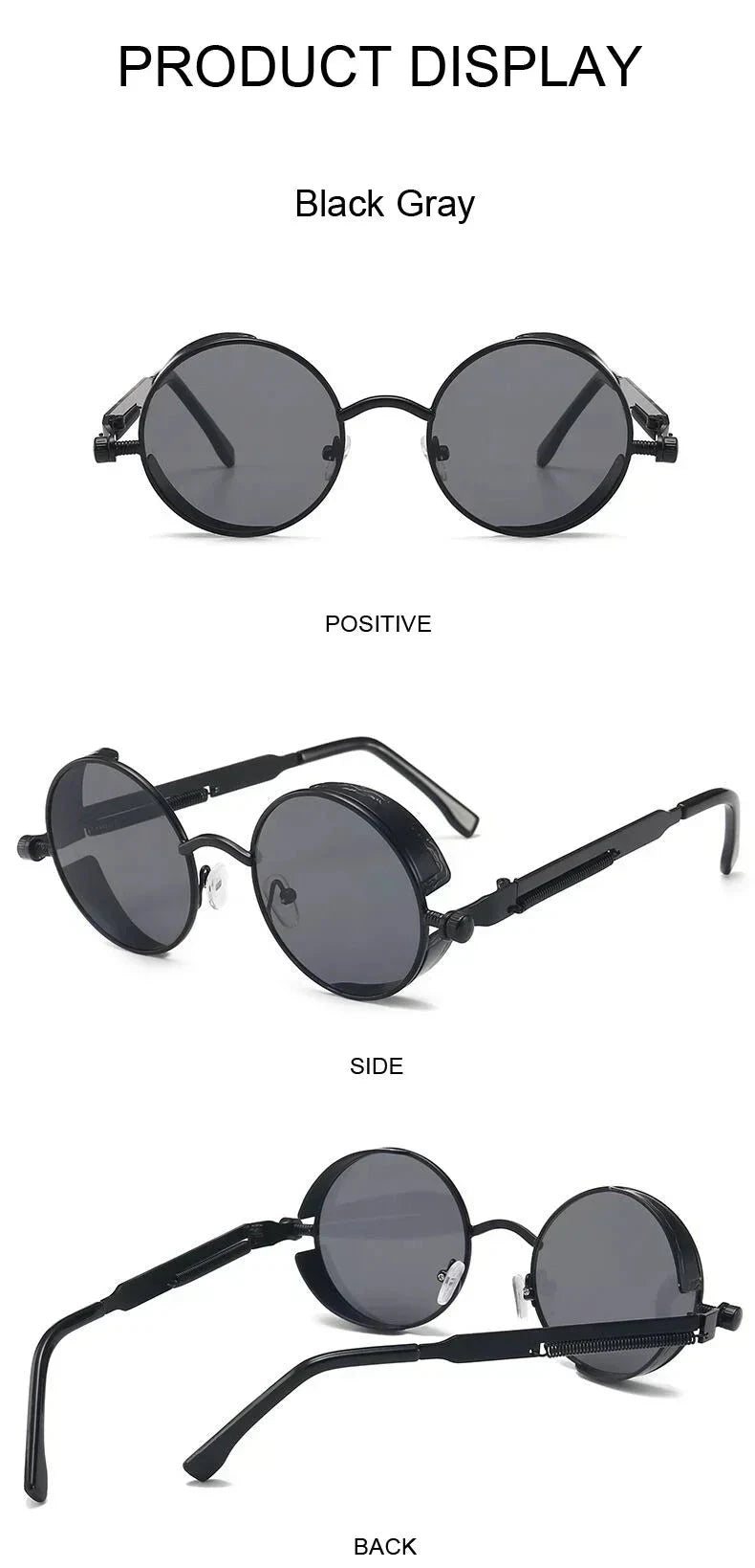 Classic Gothic Steampunk Sunglasses Luxury Brand Designer High Quality Men and Women Retro Round Metal Frame Sunglasses UV400