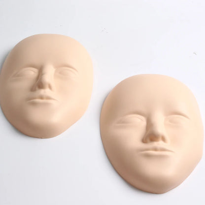 2pcs/Set 5D Facial Tattoo Training Head Silicone Practice Permanent Makeup Lip Eyebrow Tattoo Skin Mannequin Doll Face Head