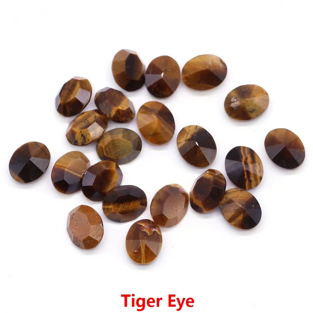 8X10mm Natural Stone Oval Cut Diamonds Faceted Loose Cabochon Beads Amethyst Healing Crystal for Jewelry Making DIY Ring Earring