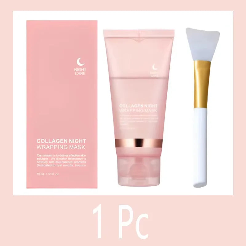 Collagen Overnight Wrapping Peel Off Facial Mask, Korean Collagen Night Wrapping Mask Deeply Hydrates Night Care Mask Cream 75ml - AMULET RING STORE