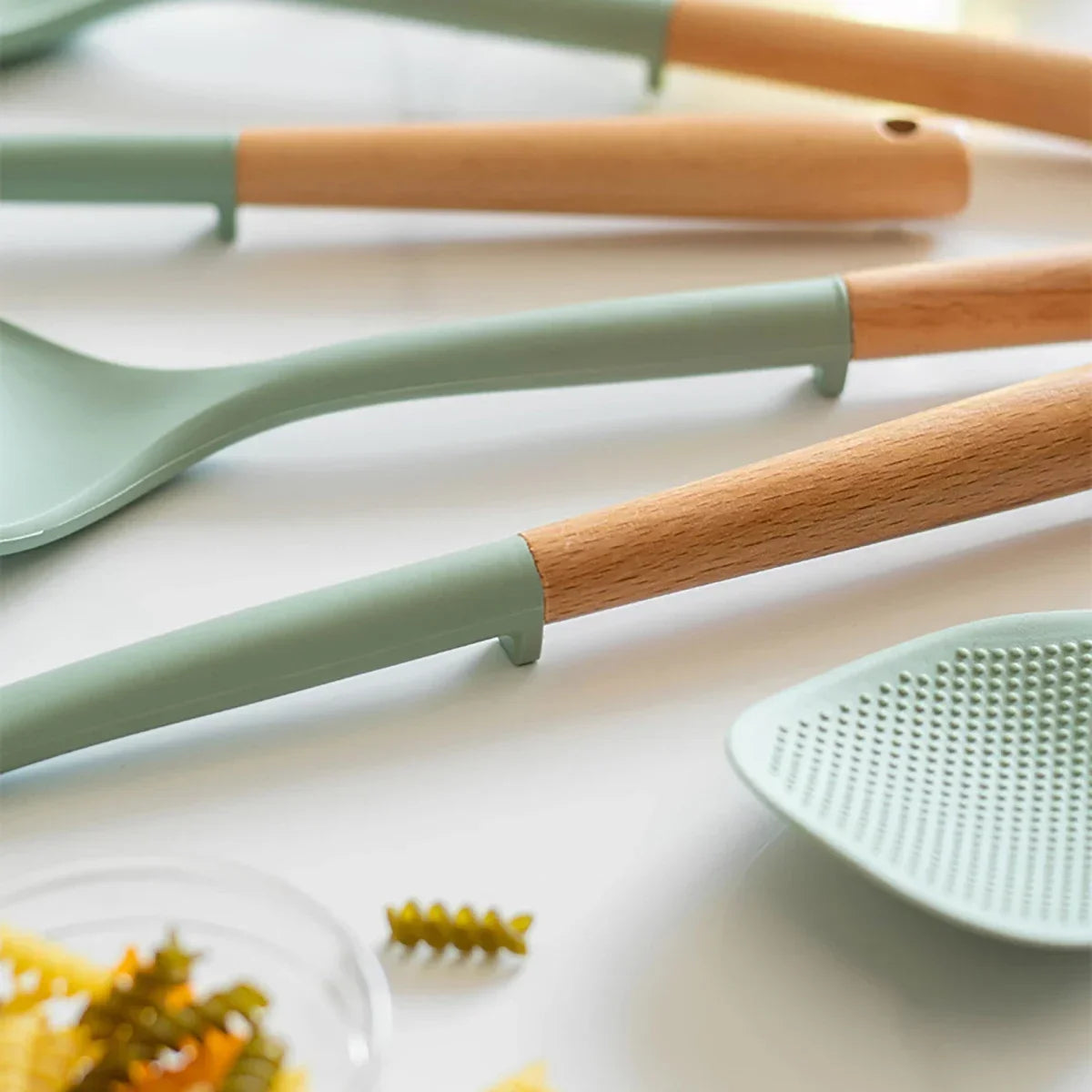 NEW Silicone Spatula Non Stick Pan Wooden Handle Silicone Vegetable Heat-resistant Silicone Cooking Spatula Spoon Kitchen tool - AMULET RING STORE