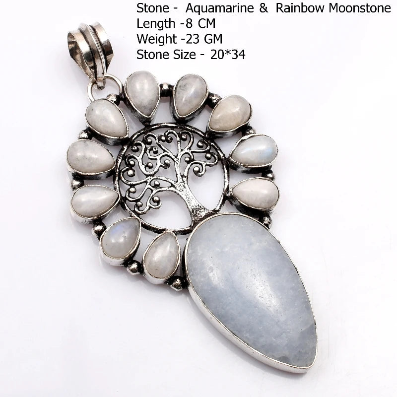 Genuine Blue Topaz Citrine Glass Agate Jasper Amethyst Pendant