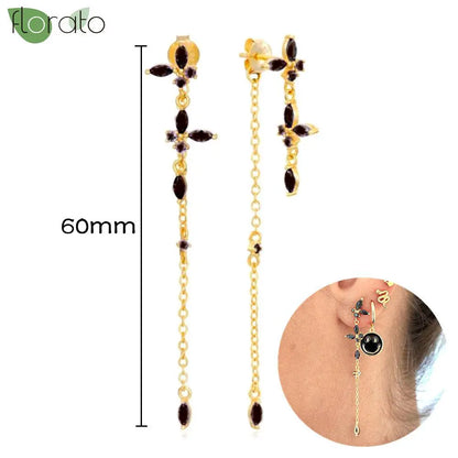 925 Sterling Silver Needle Fashion Round Pendant Small Earrings Luxury Gold Hoop Earrings for Women Premium Black Jewelry Gifts - AMULET RING STORE