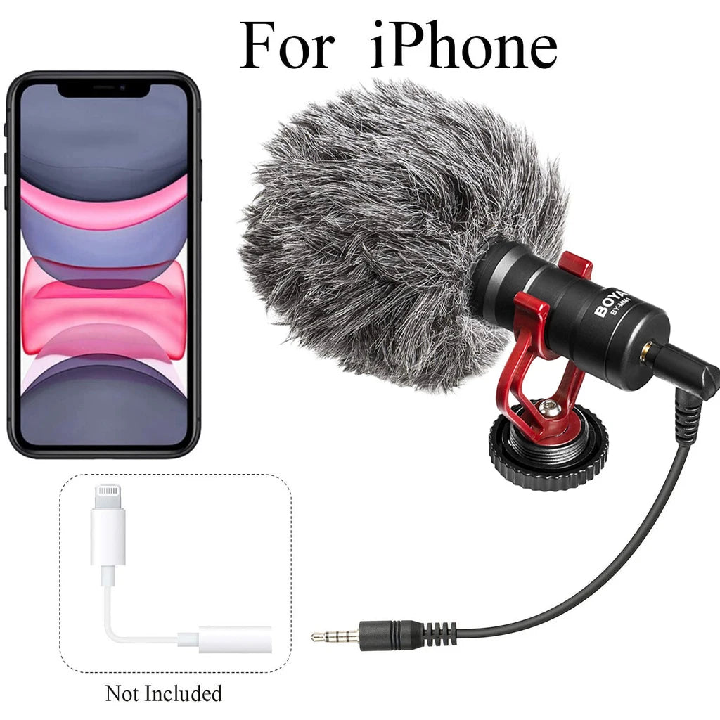 BOYA BY-MM1 Professional Cardioid Shotgun Microphone for iPhone Android Smartphone PC Canon Nikon DSLR Camera Recording Vlog