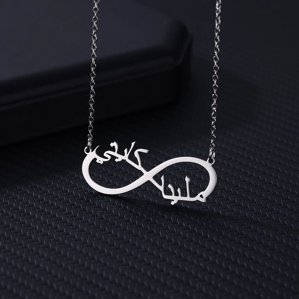 Custom Double Heart Two Names Infinity Necklaces For Women Stainless Steel Customized Necklace Pendant Personalized Jewelry Gift