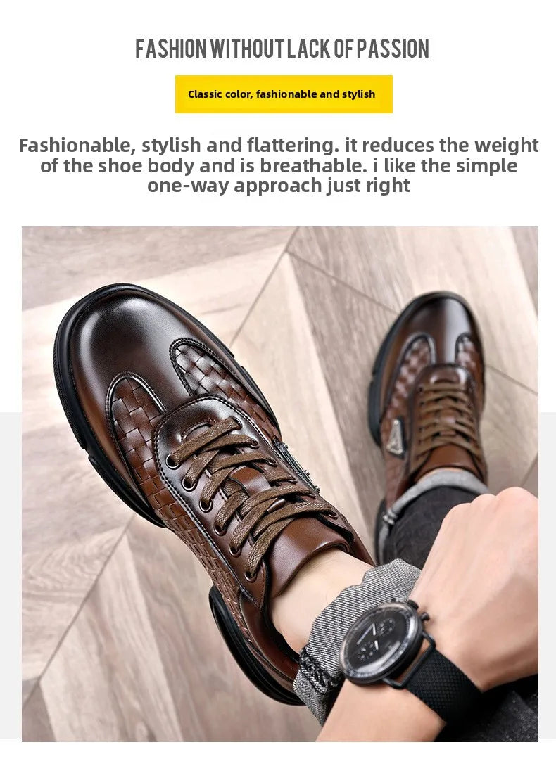 Men's Shoes Original Casual Leather Men Training Wear Resistant Sneakers Outdoor Male Treking Footwear Breathable Lace-up Shoes