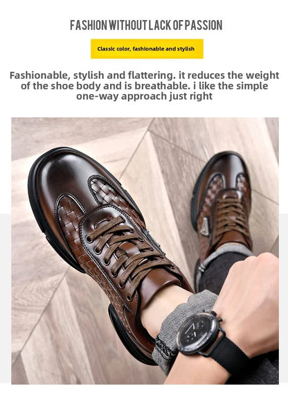 Men's Shoes Original Casual Leather Men Training Wear Resistant Sneakers Outdoor Male Treking Footwear Breathable Lace-up Shoes