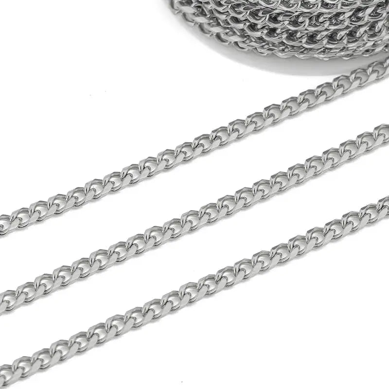 1M Heavy Chunky Hip Hop Chain Stainless Steel Frosted Oval Link Chains for DIY Men Jewelry Making Punk Necklace Bracelet Chain - AMULET RING STORE