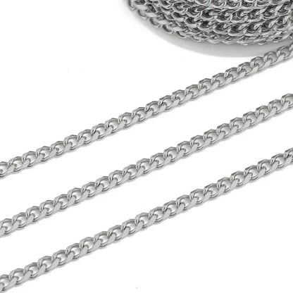 1M Heavy Chunky Hip Hop Chain Stainless Steel Frosted Oval Link Chains for DIY Men Jewelry Making Punk Necklace Bracelet Chain - AMULET RING STORE