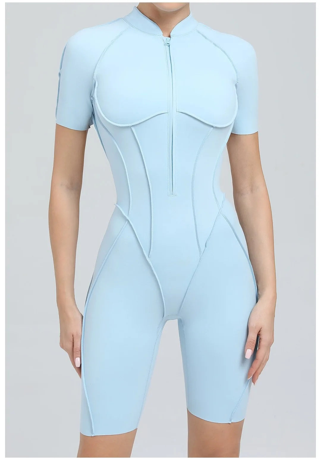 Seamless Yoga Jumpsuit Sports Fitness Backless Tight Zipper Long-sleeved One-Piece Workout Clothes Gym Leggings Sportswear