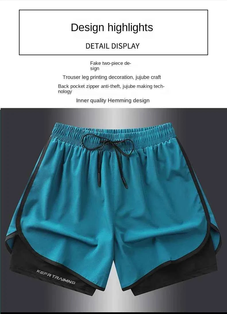【 S-5XL 】2025 Sports Three Piece Pants Summer Popular Anti glare Double layered Sports Shorts for Men and Women Couples Ru