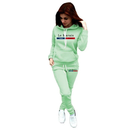 Hot Sales Womens Outfits Printing Casual Hooded Sweatshirt Suits Daily Fitness Sports Jogging Womens Pants Set Fashion Clothing