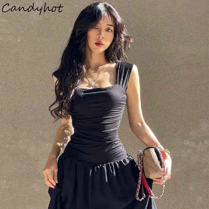Candyhot Elegant Ruched Casual Bodycon Maxi Dresses 2024 Sexy Temperament High-waist Vestidos Women Summer Party New Long Dress