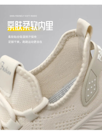 2025 Women's Shoes Summer Women's Shoes Flying woven casual shoes Comfortable breathable women's sneakers - AMULET RING STORE