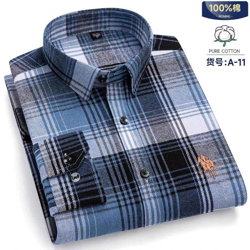 Long Sleeve Shirts For Men Classic Style Turn Down Collar Flannel Plaid Casual Clothing Daily Use Easy Care Soft Material Shirts