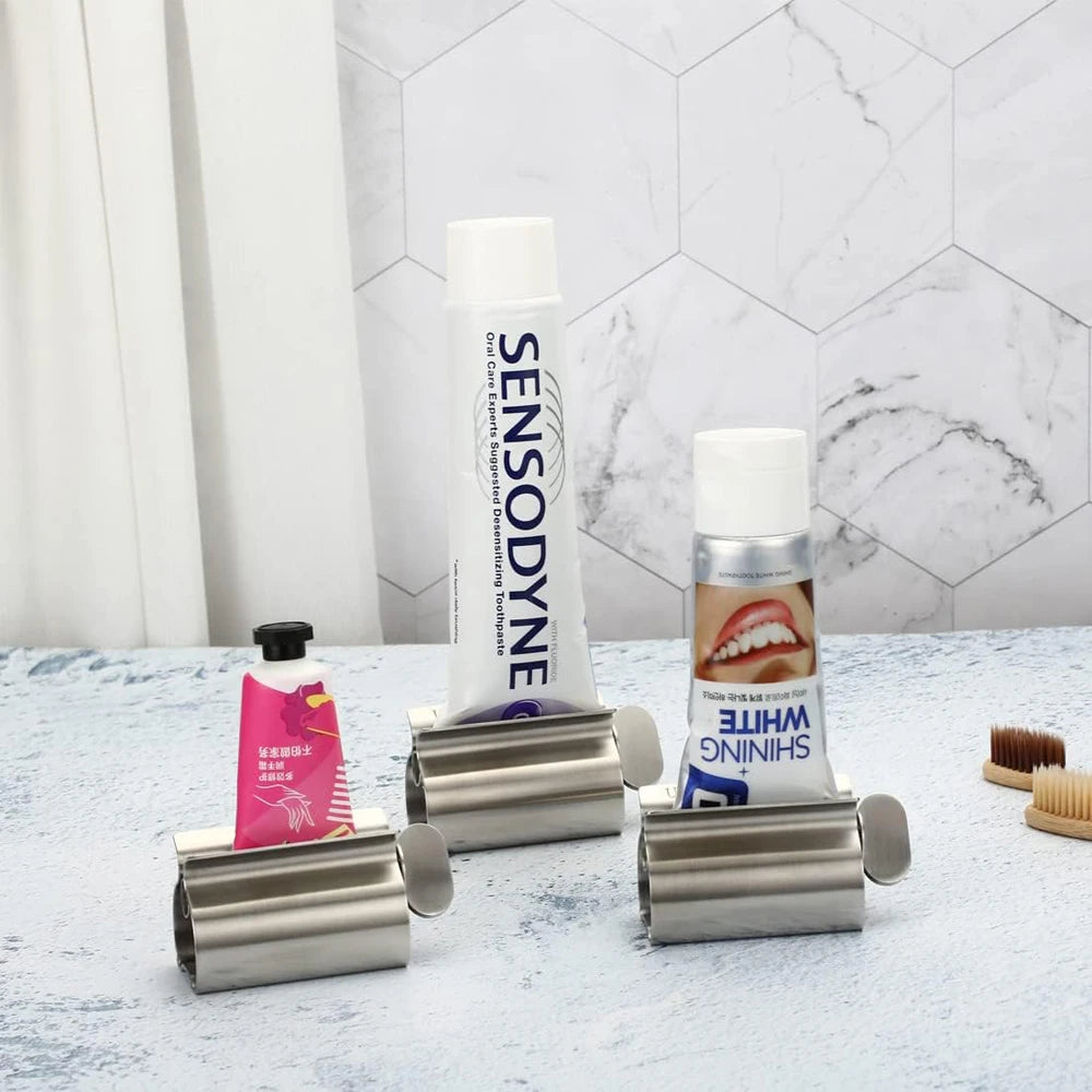 Bathroom Accessories Toothpaste Squeezer Tube Roller Stainless Steel Wringer Roller Rotate Dispenser for Ointments Cosmetics - AMULET RING STORE