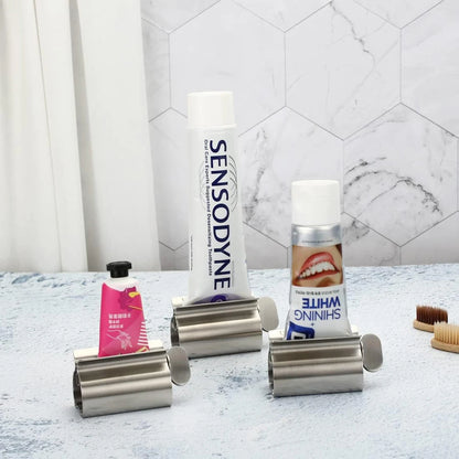 Bathroom Accessories Toothpaste Squeezer Tube Roller Stainless Steel Wringer Roller Rotate Dispenser for Ointments Cosmetics - AMULET RING STORE