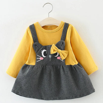 Bear Leader Newborn Bebes Princess Dresses Autumn Christmas Fashion Infant Girl Ruffles Costume Vestidos Cute Bear Bags 0-2Y