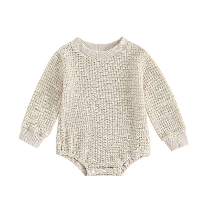 2023-06-23 Lioraitiin 0-18M Baby Boys Autumn Winter Bodysuit Casual Jumpsuit Infant Solid Long Sleeve Crew Neck Jumpsuit - AMULET RING STORE