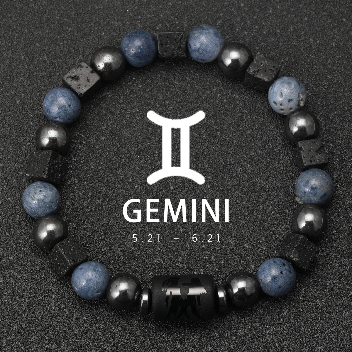 12 Constellation Natural Blue Coral Lava Stone Stone Beads Bracelet For Men Couple Rope Friendship Zodiac