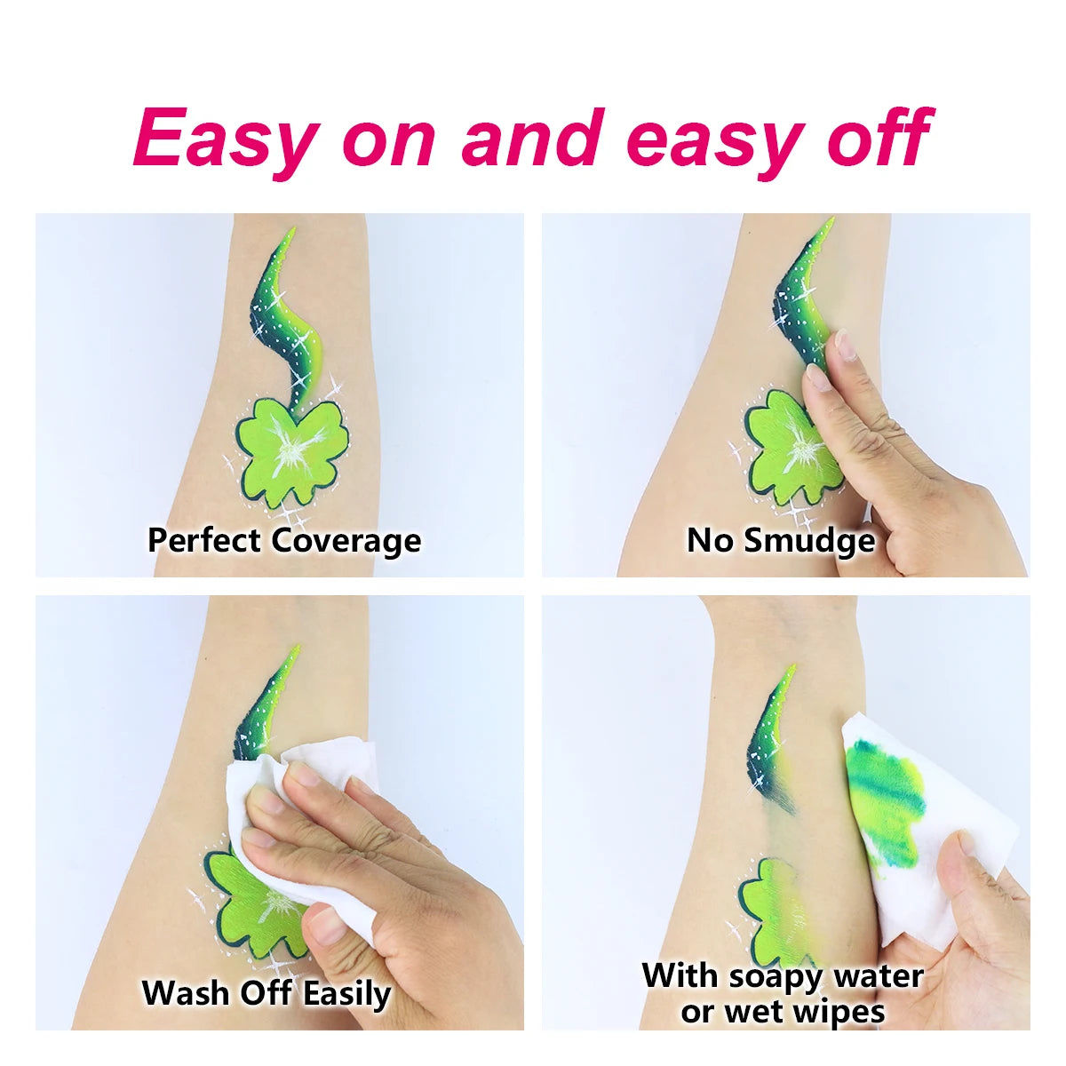 Bowitzki Face Paint 12x10gm Professional Body Paint Kit For Kids Adults Stencil One Stroke Split Cake Rainbow Makeup - AMULET RING STORE