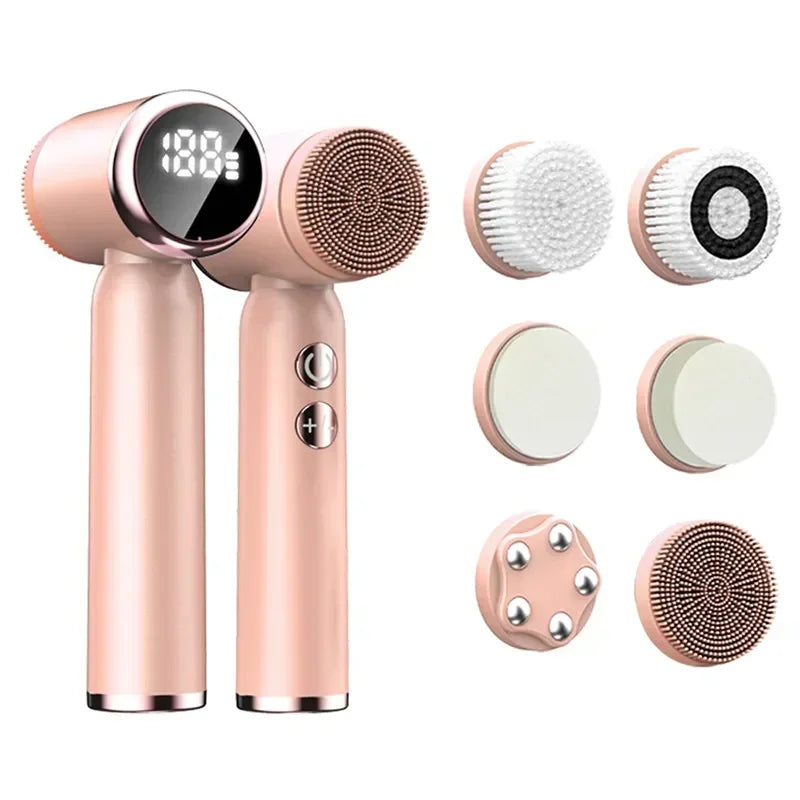 6 In 1 Electric Cleansing Brush Sonic Rotating Cleansing Brush Facial Clean and Remove Acne Pore Skin Rejuvenation Beauty Care