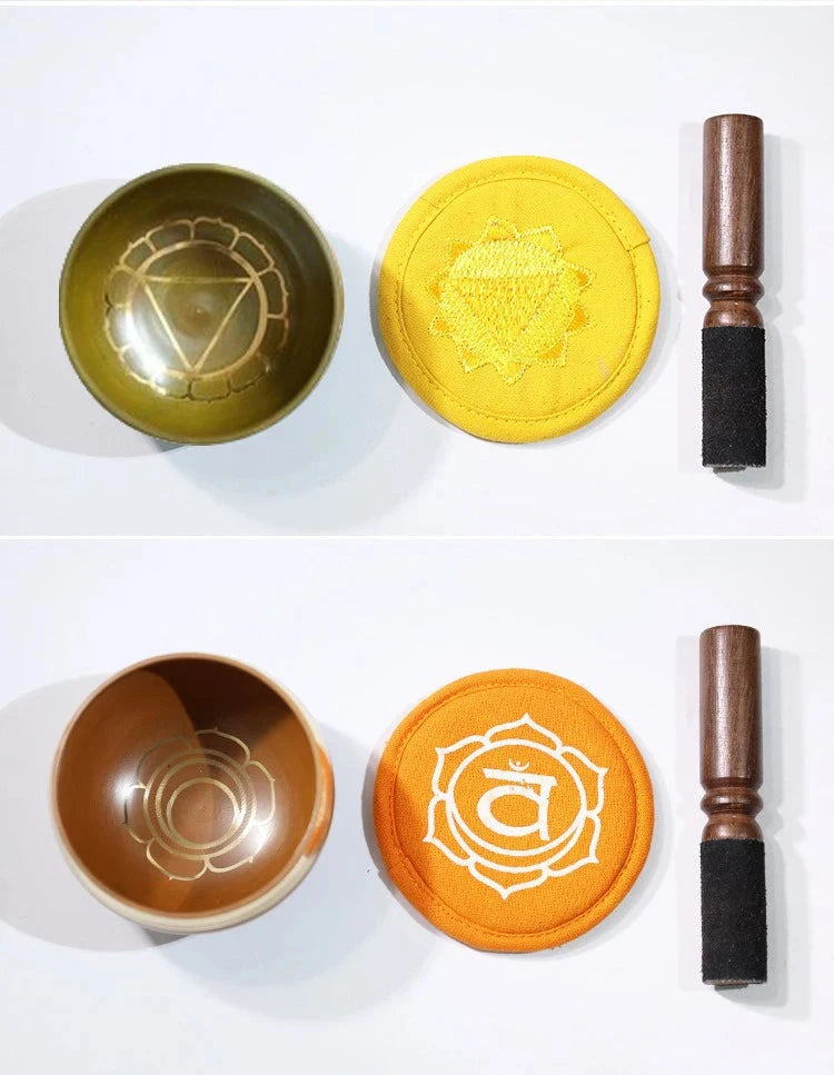 Nepal Handmade Buddha Singing Bowl Yoga Meditation Colorful Sound Therapy Tibetan Singing Bowls Healing Percussion Instruments - AMULET RING STORE