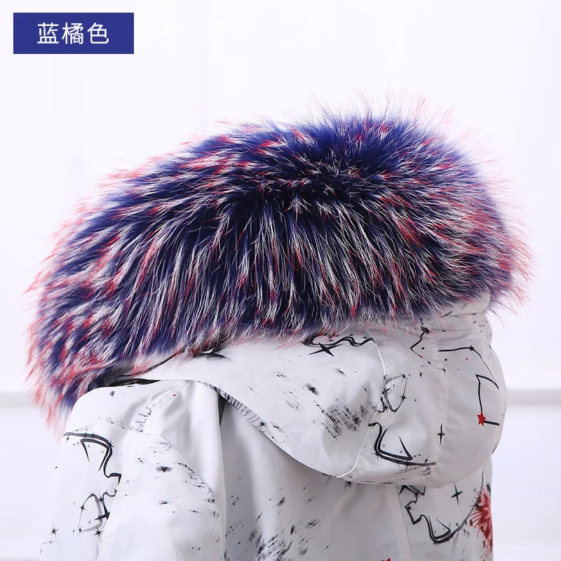 Raccoon Fur Collar 100% Real Fur Fashion Scarves For Ladies Neck Warmer Women Winter Natural Fur Scarf Decor White Fur Scarf