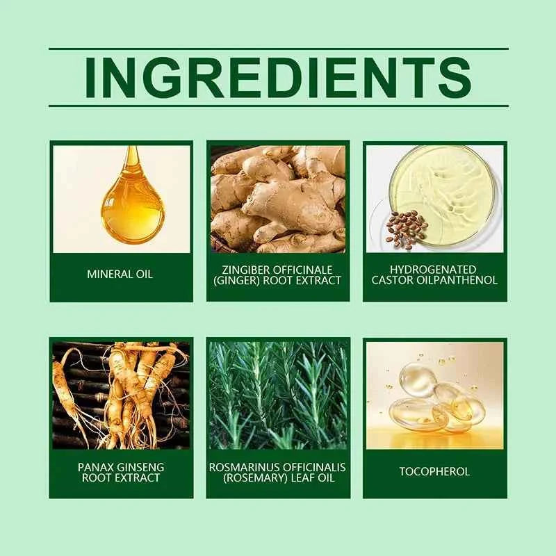 Ginger Hair Growth Serum 7 Days Fast Regrowth Essential Oil Anti Hair loss Prevent Hair Dry Frizzy Damaged Repair Care Products