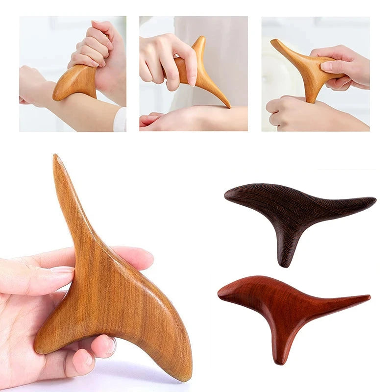 Nature Wood Trigonometric Massage Cone Wooden Lymphatic Massage Stick Face Hand Foot Body Massager Gua Sha Board Acupuncture Pen - AMULET RING STORE
