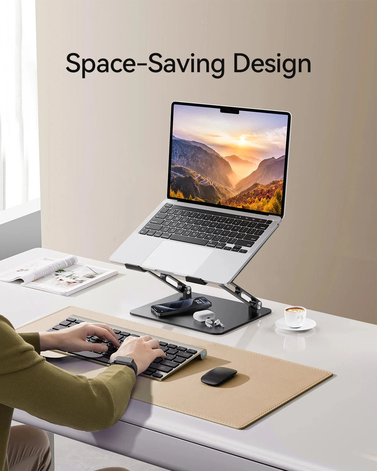 ST05 Laptop Stand Adjustable Aluminum Laptop Stand for Desk Ergonomic Computer Riser Sturdy Notebook Stand Laptop Within 10-17” - AMULET RING STORE