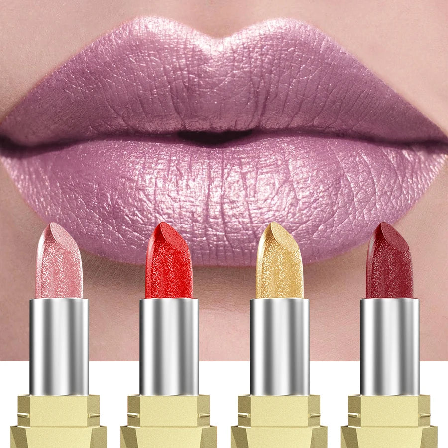 21Colors Bold & Intense Glitter Shiny Metallic Lipstick Pearlescent Lip Tint,Long Lasting Lip Senior Matte Lip Makeup Gifts for - AMULET RING STORE