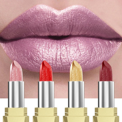 21Colors Bold & Intense Glitter Shiny Metallic Lipstick Pearlescent Lip Tint,Long Lasting Lip Senior Matte Lip Makeup Gifts for - AMULET RING STORE