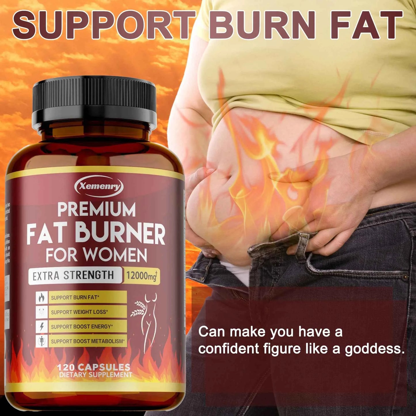 Metabolism Support for Women - Promote Fat Metabolism, Reduce Abdominal Fat, Suppress Appetite - 120 Capsules