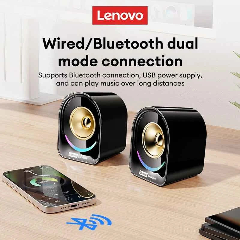 New Lenovo A02 Wireless Bluetooth V5.4 Speaker With Dual Mode RGB Light Wired Loudspeaker Vibrant Stereo Sound Camping Soundbox