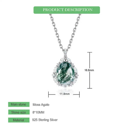 WES 100% 925 Silver Natural Unique Boho Moss Agate Pendant Necklace for Woman Earth Day Forest Jewelry Engagement Gift Wholesale - AMULET RING STORE