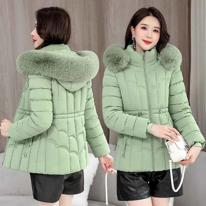 Winter 2025 New Down Jacket Women Parkas Fashion High-Quality Warm Cotton Padded Coat Ladies Short Overcoat Hooded Overwear Tops