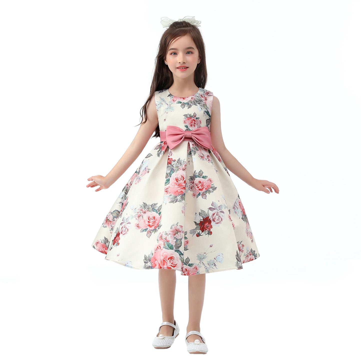 Girls' formal dress dress, printed princess dress, children's dress, flower performance outfit, children's dress
