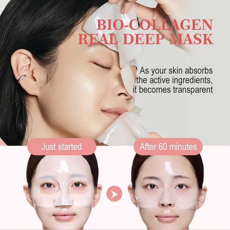 1/3/5/10PCS Bio Collagen Face Mask Shrink Pores Deep Hydrating Overnight Mask Moisturizing Refreshing Brightening Face Skin Care - AMULET RING STORE