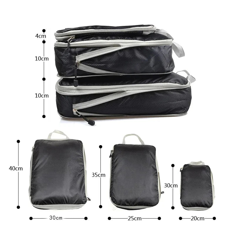 Travel Compression Packing Cubes Suitcase Luggage Organizer Set Zipper Foldable Storage Bag for Clothes Shoes Travel Accessories - AMULET RING STORE