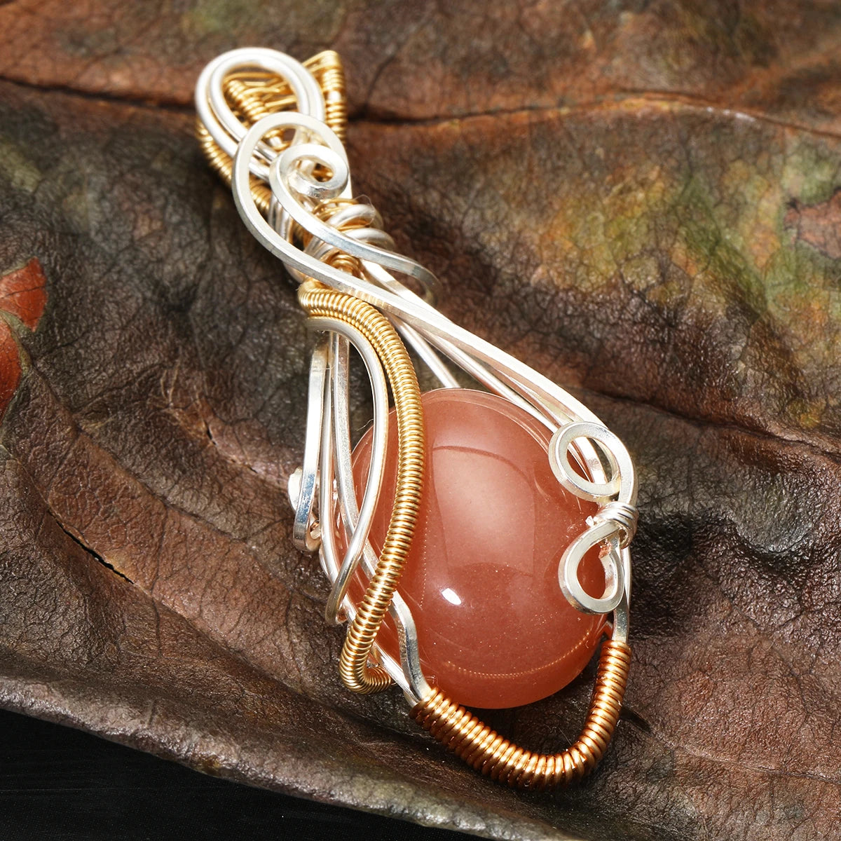 Labradorite Rainbow Moonstone Gemstone Pendant Copper Wire Wrapped Labradorite Jewelry Labradorite Necklace With Chain and Box