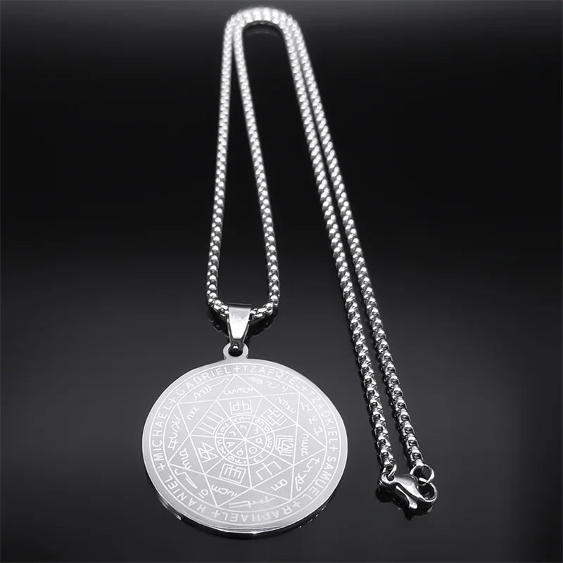 Seven Archangels Amulet Stainless Steel Necklaces Men