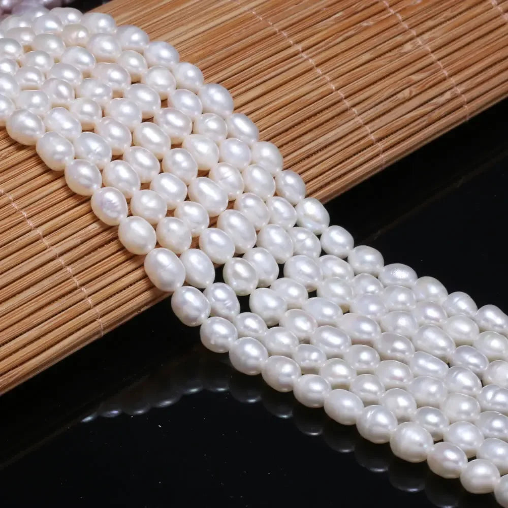AAA White Rice Pearl Beads 6-7mm Natural Freshwater Baroque Pearls Beads for Jewelry Making DIY Necklace Bracelet Accessories - AMULET RING STORE