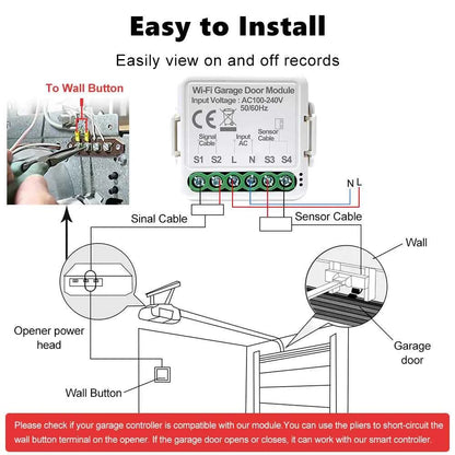 Tuya WiFi Switch Garage Door Controller Smart Door Opener Work with Alexa Google Home Smart Life Tuya APP Control No Hub Require - AMULET RING STORE