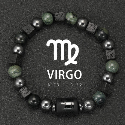 12 Zodiac Signs Natural Stone Bracelets Taurus Cancer Virgo Pisces Bracelets Ladies Men Couples Gift Bracelet aquarius
