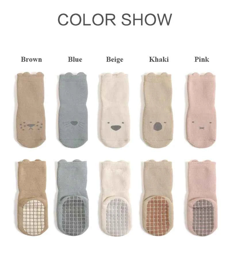 3 Pairs Winter Warm Newborn Baby Girls And Boys Anti-Slip Socks Toddler Cute Cartoon Floor Wearing Accessories - AMULET RING STORE
