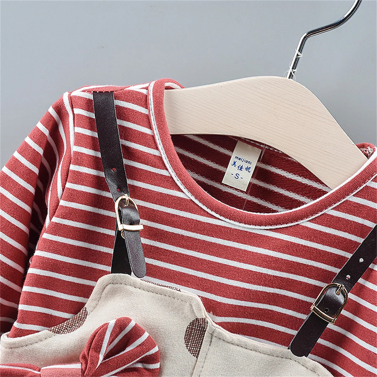 Spot Girls Dress Autumn Children Wear New Fashion Polka Dot Print Bow Long Sleeve Fake Two-piece Children's Skirt - AMULET RING STORE