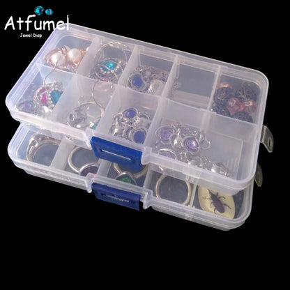 10/15 Compartment Beads Jewelery Storage Box Portable Craft Container Earrings Ring Display Case DIY Trinket Organizer Box - AMULET RING STORE